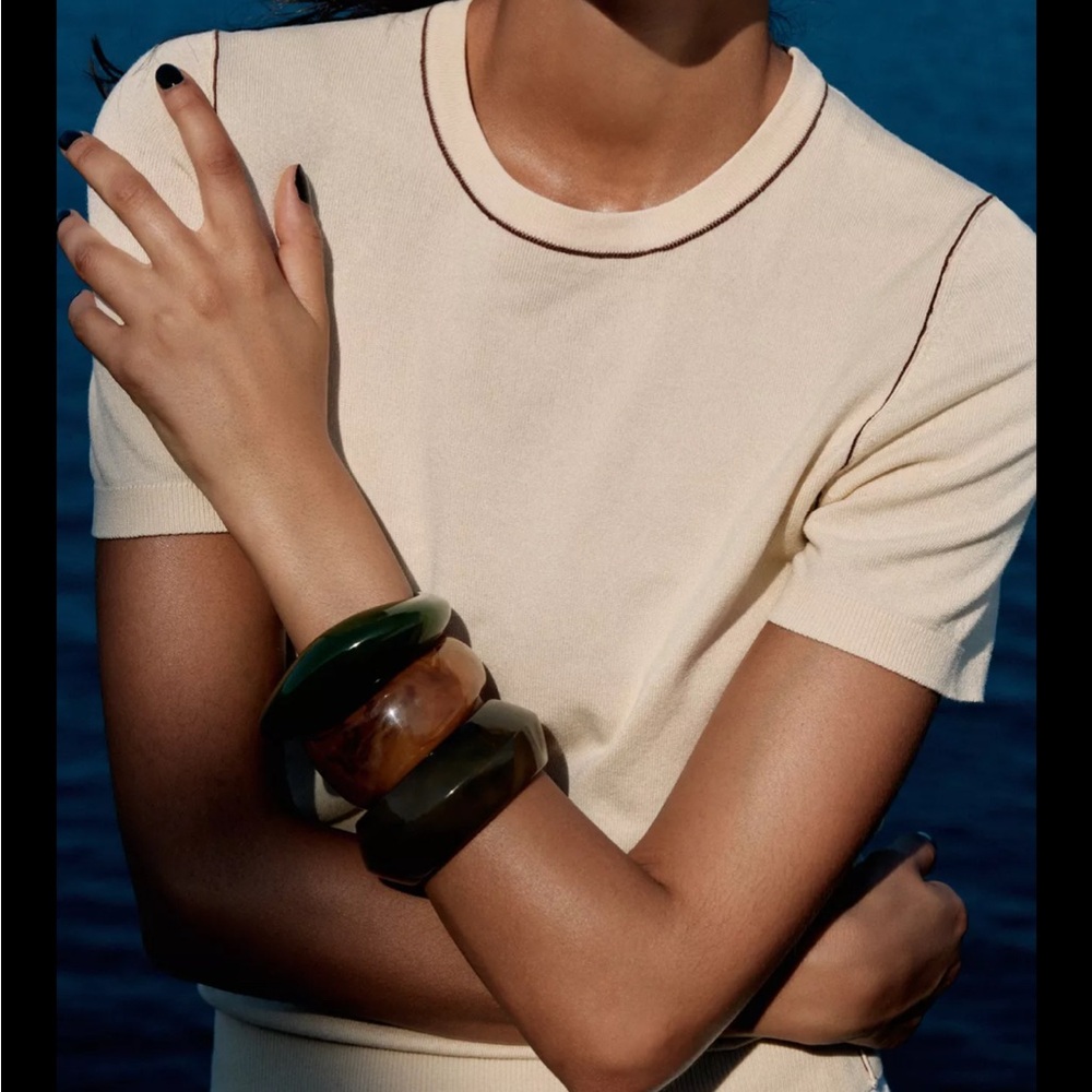 Zara Trimmed Short Sleeve Knit Top